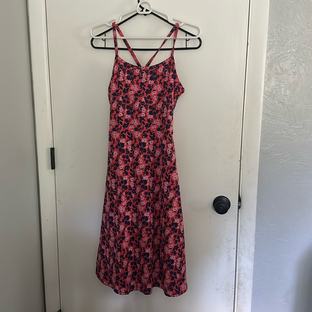 Pact Pink and Navy Floral Strappy Slip Dress